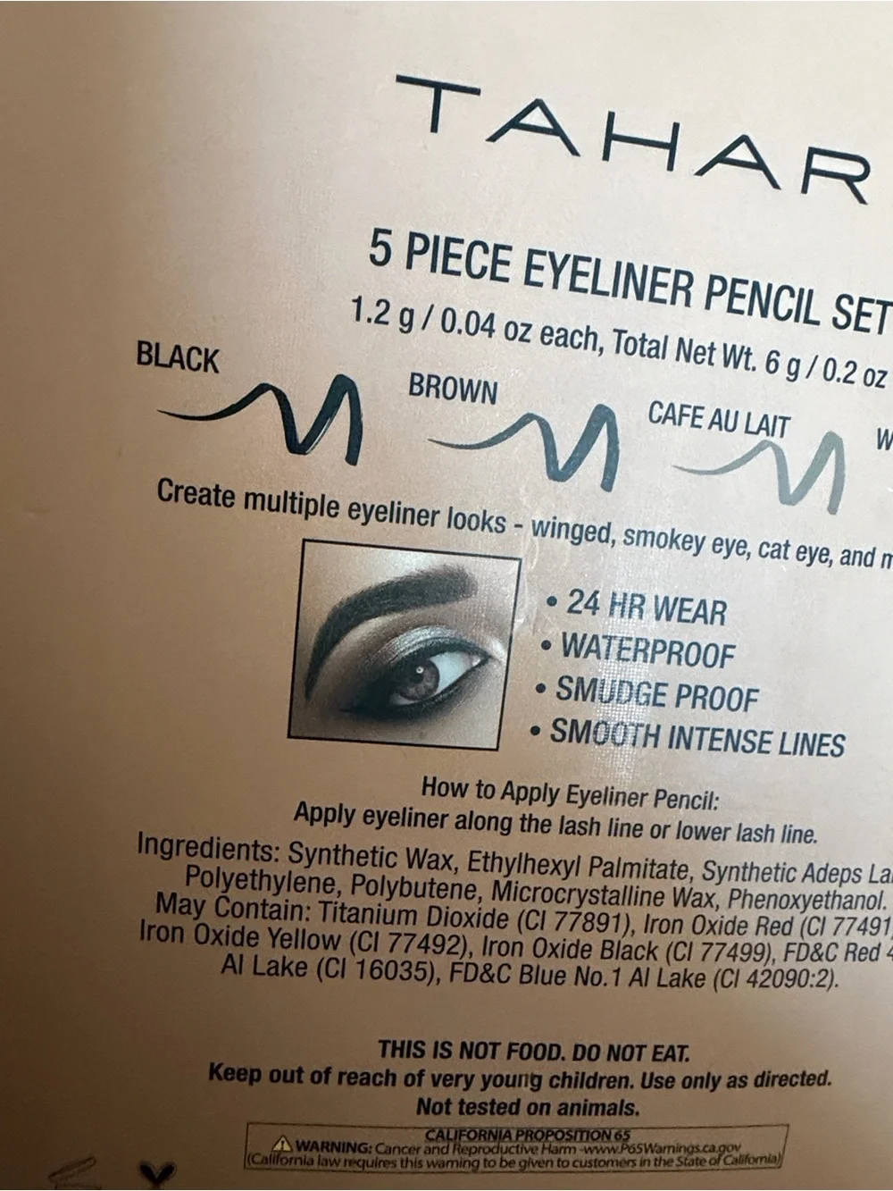 Tahari 5 Piece eyeliner pen set waterproof and smudge-proof formula